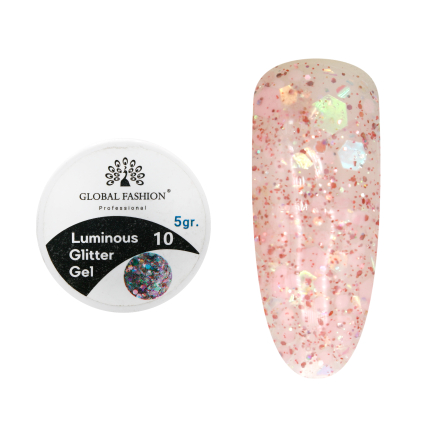 Гліттер гель що світиться у темряві, 5 гр, Luminous Glitter Gel 10