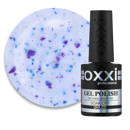 База камуфлююча Oxxi Professional Jolly Base 004. молочно-блакитний з фіолетовою та бірюзовою поталлю. 10 мл (2100994295753)