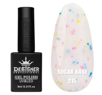 Кольорова база Sugar base 215 Designer (9 мл) - з різнокольоровими пластівцями