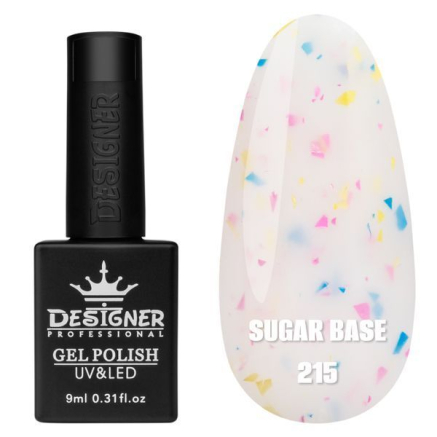 Кольорова база Sugar base 215 Designer (9 мл) - з різнокольоровими пластівцями