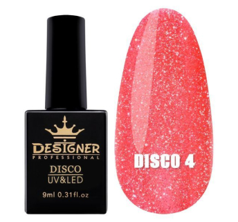 Світловідбивний гель-лак №4 (Кораловий), 9 мл. - Disco gel polish Designer