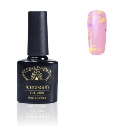 Гель-лак Ice Cream Global Fashion, 10 мл (з блискітками різних розмірів) 019