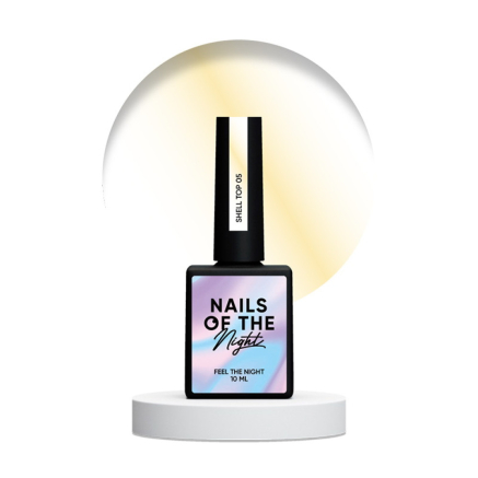 Топ жемчужный без липкого слоя Nails Of The Night Shell Top 05 с золотой втиркой. 10 мл (4828632104509)