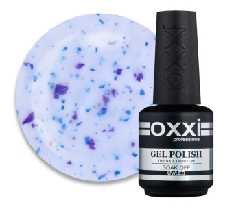 База камуфлирующая Oxxi Professional Jolly Base 004. молочно-голубой с фиолетовой и бирюзовой поталью. 15 мл (2100994295906)