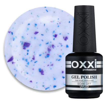 База камуфлююча Oxxi Professional Jolly Base 004. молочно-блакитний з фіолетовою та бірюзовою поталлю. 15 мл (2100994295906)