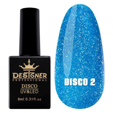 Світловідбивний гель-лак №2 (Синій), 9 мл. - Disco gel polish Designer