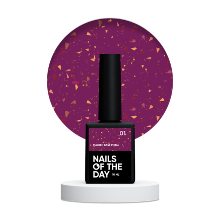 База Nails Of The Day Malbec Base Potal 01. глубокий лиловый с золотисто-бронзовой поталью. 10 мл (4821278960003)
