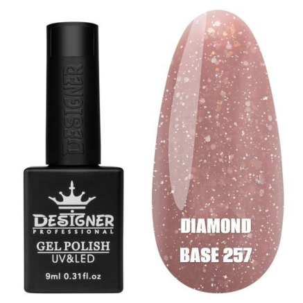 Базове покриття Diamond Base 257 Designer (9 мл.) - с легким світловідбивним ефектом