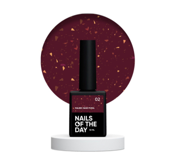 База Nails Of The Day Malbec Base Potal 02. виноградное бордо с золотисто-бронзовой поталью. 10 мл (4821278220008)