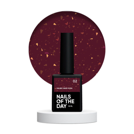 База Nails Of The Day Malbec Base Potal 02. виноградное бордо с золотисто-бронзовой поталью. 10 мл (4821278220008)