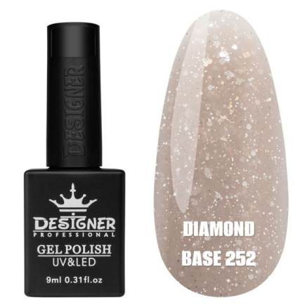 Базове покриття Diamond Base 252 Designer (9 мл.) - с легким світловідбивним ефектом