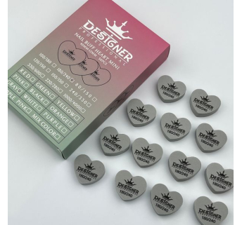 Nail Buff Heart Mini Gray (Сірий) 180/240 грит - Designer баф у формі сердечка
