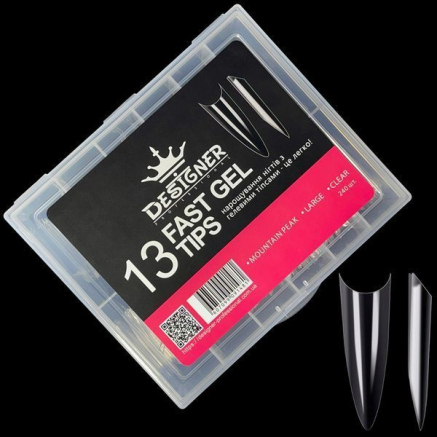 Fast gel tips №13 (Mountain peak, large size) - Гелеві типси Designer