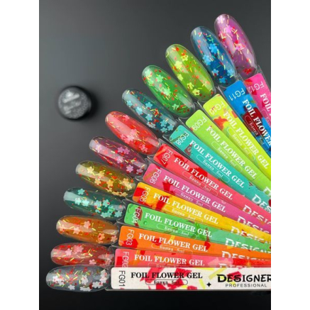 Foil flower gel FG09 (5 мл) Designer - гель з квіточками з фольги