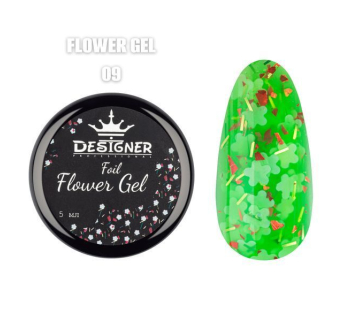 Foil flower gel FG09 (5 мл) Designer - гель з квіточками з фольги