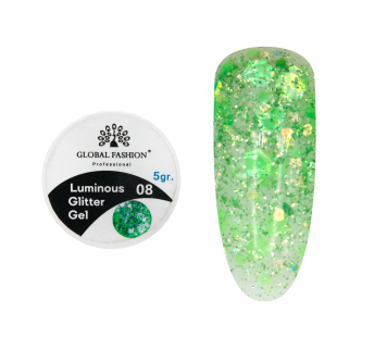 Глиттер гель что светится в темноте, 5 гр, Luminous Glitter Gel 08