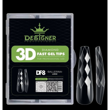Diamond Fast Gel Tips (DF8 Ballerina large) - гелеві типси Designer 120 шт/уп