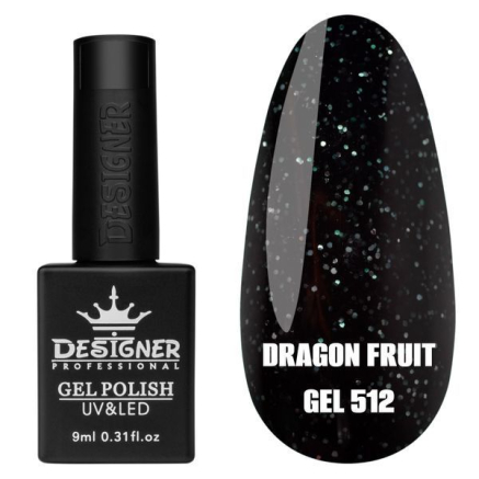 Гель лак Dragon fruit 512 Designer (9мол) - з чорно-білими крапками