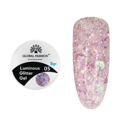 Гліттер гель що світиться у темряві, 5 гр, Luminous Glitter Gel 05