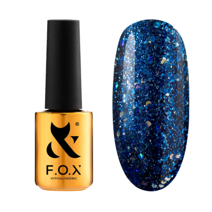 Гель-лак F.O.X Radiance 006 насыщенный синий. со слюдой. шестигранниками и мелкими блестками разных оттенков. 7 мл (2100994278879)