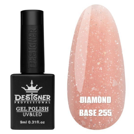 Базове покриття Diamond Base 255 Designer (9 мл.) - с легким світловідбивним ефектом