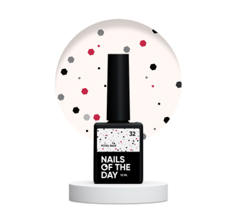 База камуфлирующая Nails Of The Day Potal Base 32 молочный с черными и красными шестигранниками 10 мл (4822849060009)