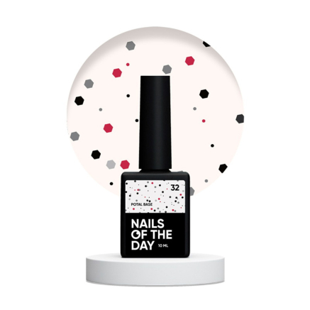 База камуфлирующая Nails Of The Day Potal Base 32 молочный с черными и красными шестигранниками 10 мл (4822849060009)