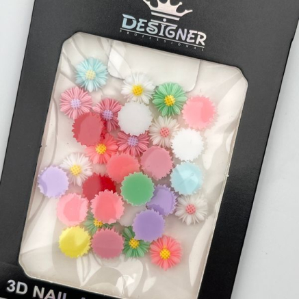 3D декор для об'ємного дизайну нігтів 'Різнокольорові ромашки' Designer - C5
