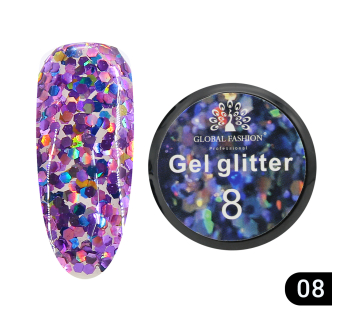 Глиттер гель Global Fashion 5 гр, Glitter gel 08