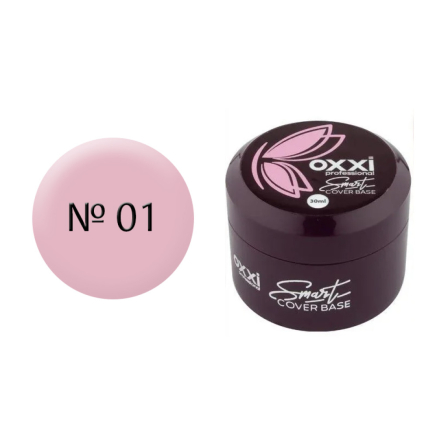 База камуфлююча для гель-лаку Oxxi Professional Smart Cover Base Coat 001 в баночці світлий рожевий 30 мл (2100994211449)