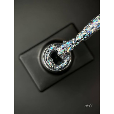 Гель лак Clow Glitter 567 Designer (9мл.) - з пластівцями хамелеон різних розмірів та гліттером