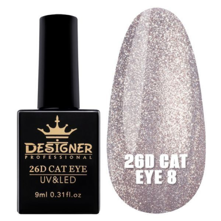 Гель-лак 26D Cat Eye №8, 9 мл., Designer (Котяче око)