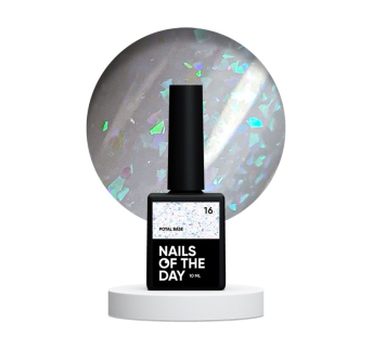 База камуфлирующая Nails Of The Day Potal Base 16. нежно-молочный с голографической стильной поталью. 10 мл (4821288780004)