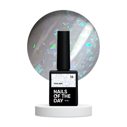 База камуфлирующая Nails Of The Day Potal Base 16. нежно-молочный с голографической стильной поталью. 10 мл (4821288780004)