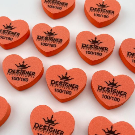 Nail Buff Heart Orange (Помаранчевий) 100/180 грит - Designer баф у формі сердечка