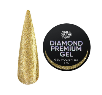 Гель-лак Nails Of The Night Diamond Premium Gel 03. золотой с мелкой металлической поталью. 5 мл (4824343077101)