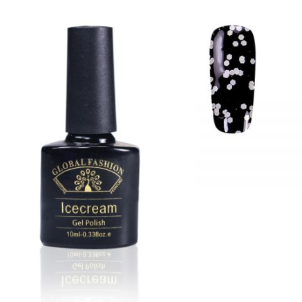 Гель-лак Ice Cream Global Fashion, 10 мл (с блёстками разных размеров) 050