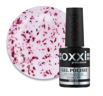 Топ для гель-лака без липкого слоя Oxxi Professional Top Iceberg 04. прозрачный с розовым подтоном и розовой слюдой. 10 мл (2100994275984)