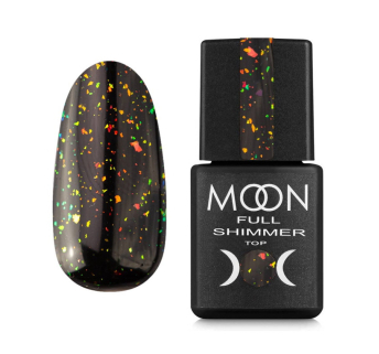 Топ для гель-лака без липкого слоя Moon Full Top Shimmer Chameleon 1022 с зелено-золотой и цветной поталью 8 мл (5905123018268)