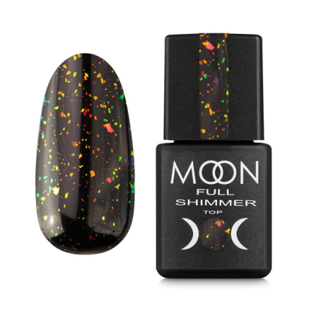 Топ для гель-лака без липкого слоя Moon Full Top Shimmer Chameleon 1022 с зелено-золотой и цветной поталью 8 мл (5905123018268)