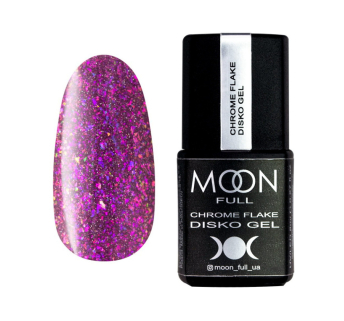 Гель-лак Moon Full Chrome Flake Disko 002 бузково-рожевий з рожево-бузковими шимерами та слюдою. світловідбиваючий. 8 мл (5908254192630)