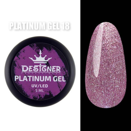 Platinum Gel 5 мл., Designer (Гель з шиммером) - Пурпурово-рожевий №18