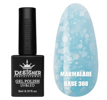 Кольорова база Marmalade base 308 Designer (9 мл.) - з білими конфетті