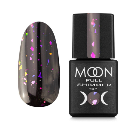 Топ для гель-лака без липкого слоя Moon Full Top Shimmer 1032 с цветной поталью 8 мл (5905123021503)