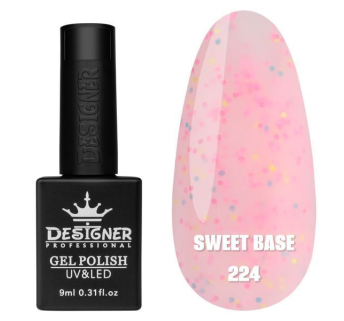 Кольорова база Sweet base 224 Designer (9 мл) - з конфетті різних кольорів
