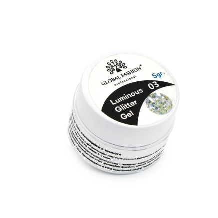 Гліттер гель що світиться у темряві, 5 гр, Luminous Glitter Gel 03
