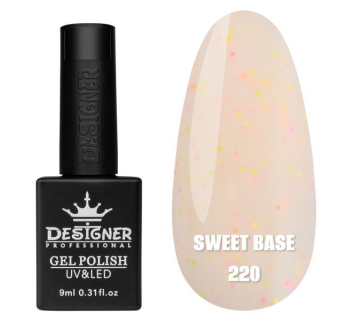 Кольорова база Sweet base 220 Designer (9 мл) - з конфетті різних кольорів