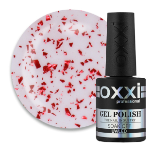 Топ для гель-лака без липкого слоя Oxxi Professional Top Iceberg 07. прозрачный с розовым подтоном и красной слюдой. 10 мл (2100994276011)