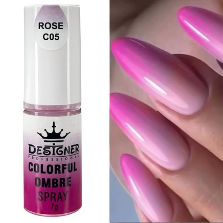 Colorful Ombre Spray, 7 г. Rose C05 (Малиновий) - спрей пудра Designer для створення омбре на нігтях