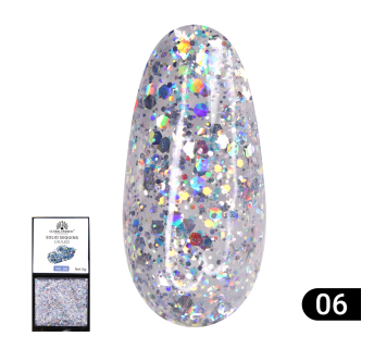 Гель-краска с глиттером, Solid Sequins color gel 5 гр, 06